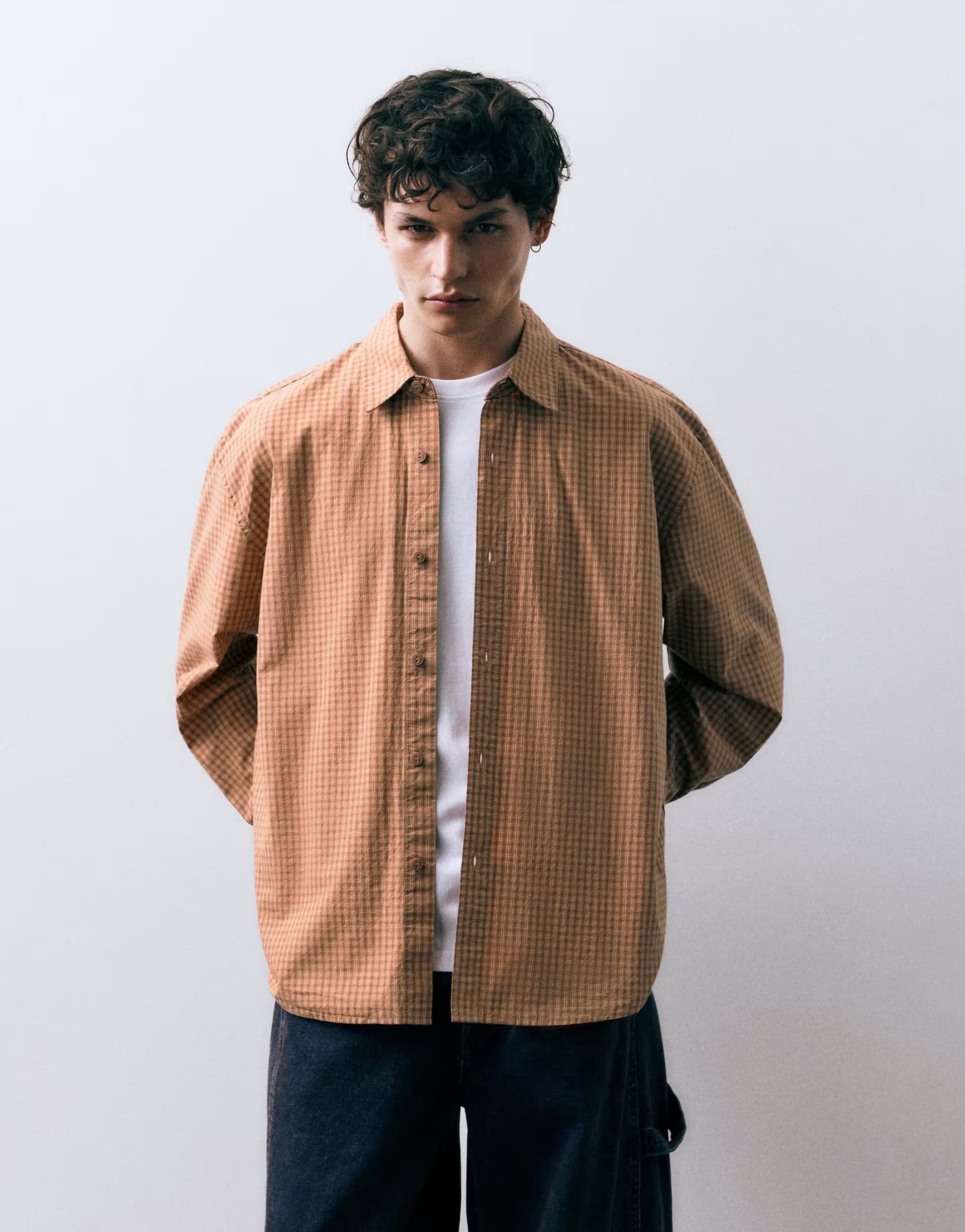 ASOS Pull&Bear Orange check shirt in orange