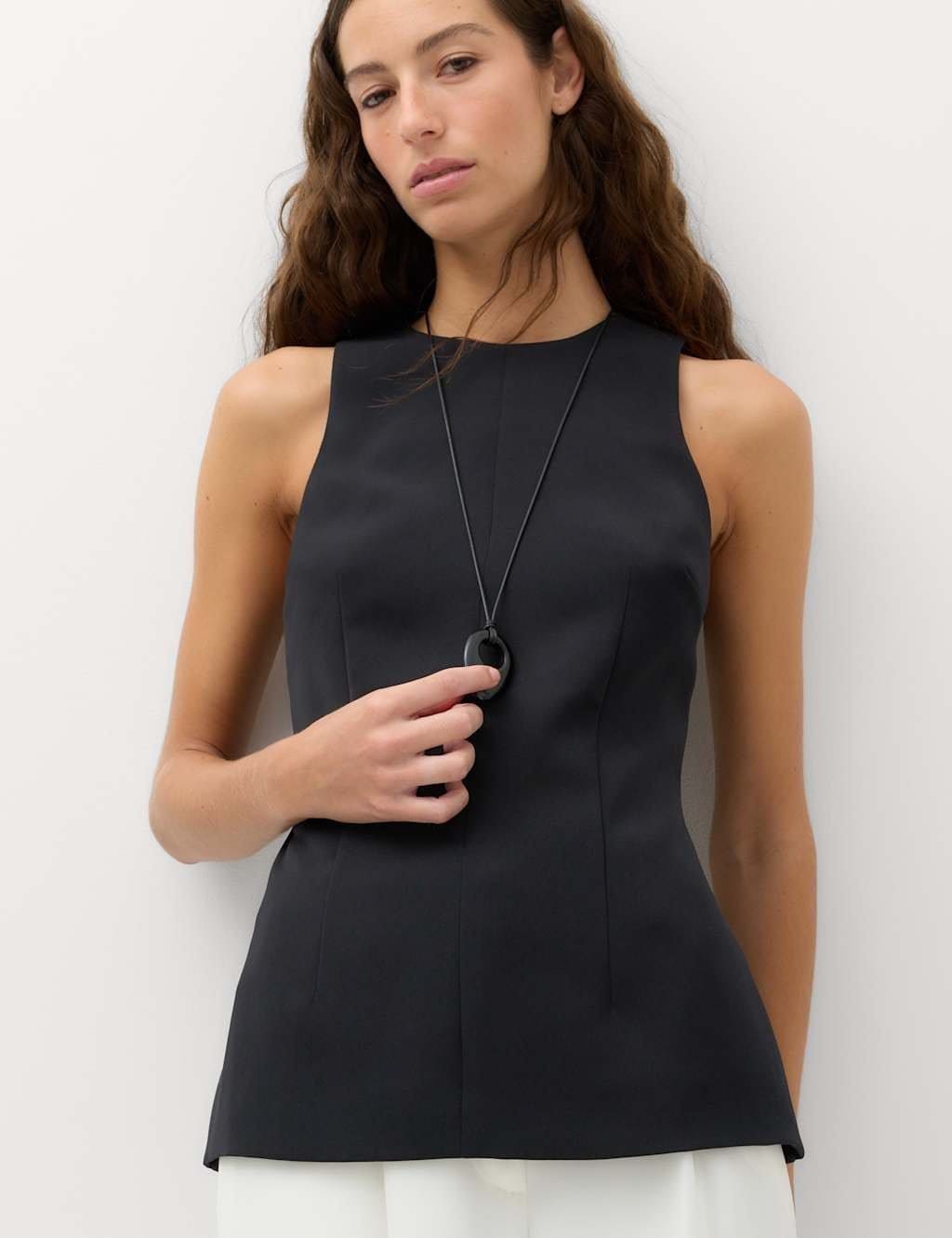 Marks & Spencer M&S Waisted Shell Top Black - 1