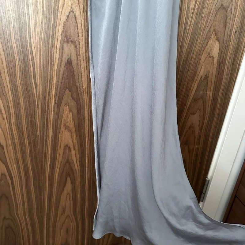 ASOS ASOS Dusty Grey Blue Tie Cut Out Detail Strappy Satin Cami Maxi Dress 10