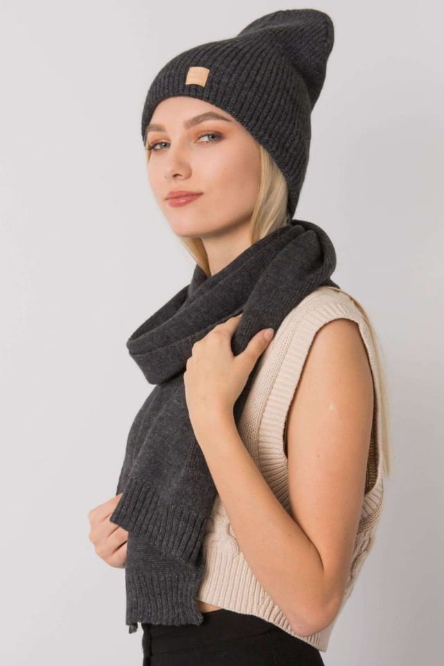 Love Lace Love Lace Women's Winter Hat & Scarf Set Made in Poland for Cold Weather Comfort in Grey - 2