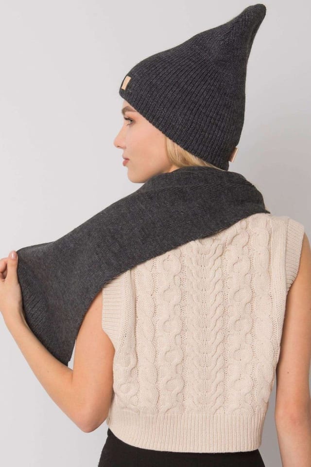 Love Lace Love Lace Women's Winter Hat & Scarf Set Made in Poland for Cold Weather Comfort in Grey - 3