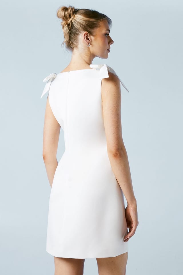Coast Coast Women's Structured Satin Bow Detail Bridal Mini Dress in Ivory - 3