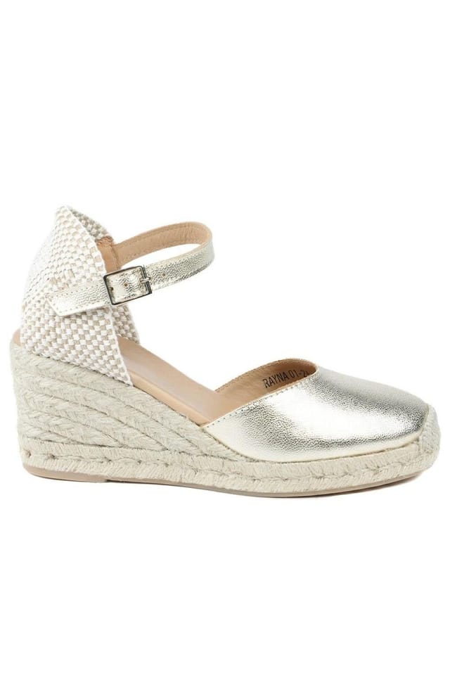 Jones Bootmaker Jones Bootmaker Women's Rayna Leather Buckled Espadrilles in Gold - 2