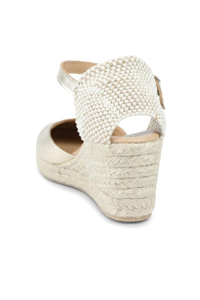 Jones Bootmaker Jones Bootmaker Women's Rayna Leather Buckled Espadrilles in Gold - 3