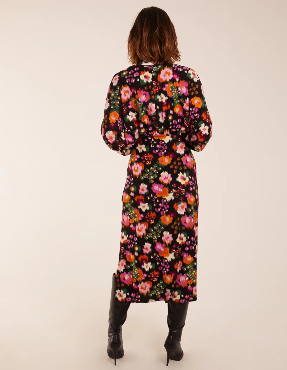 Blue Vanilla Wrap Batwing Floral Midi Dress With Side Split - 4