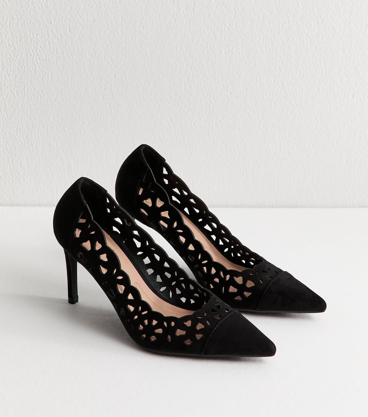New Look Women's Black Laser Cut Stiletto Court Shoes Vegan New Look