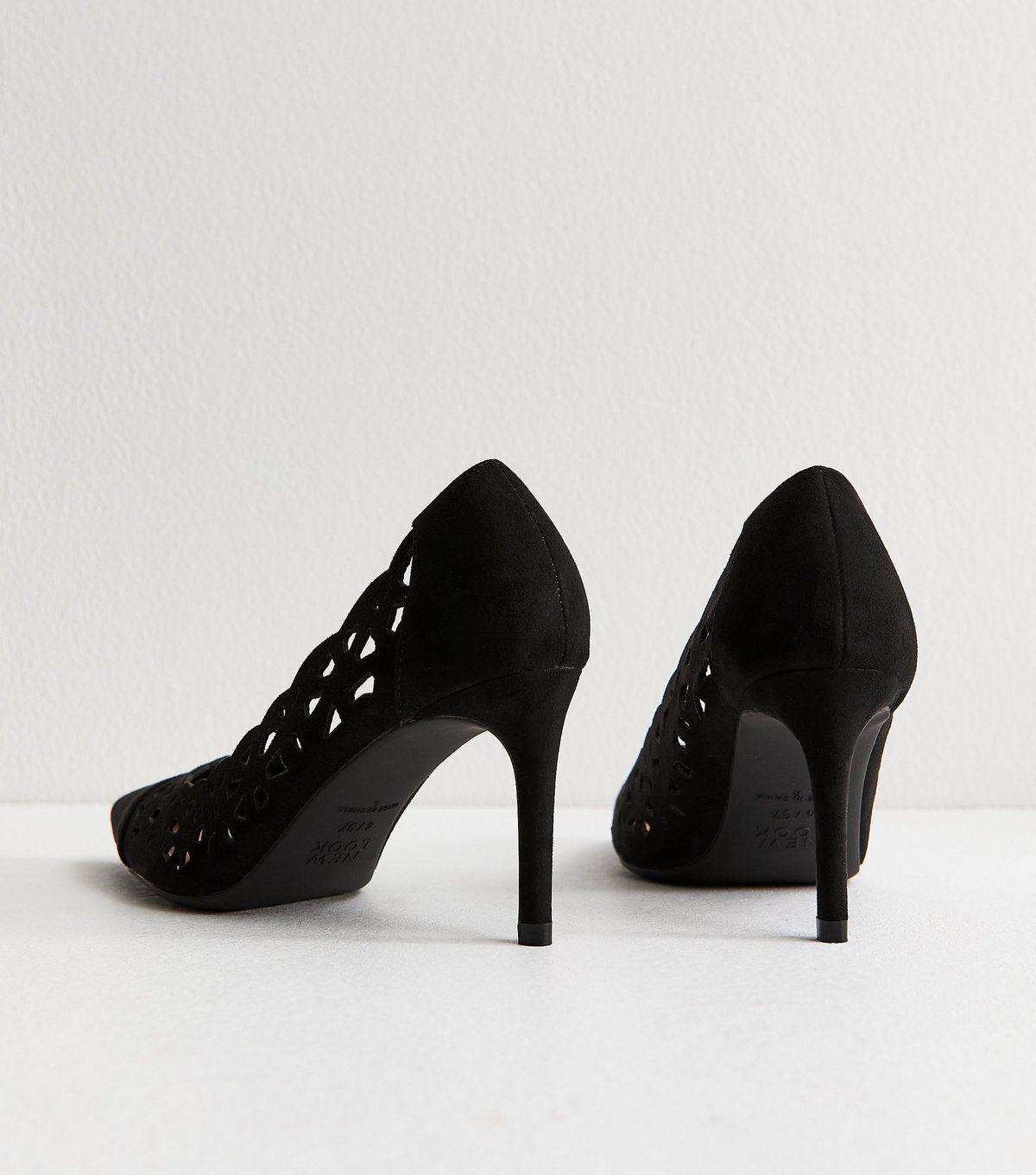 New Look Women's Black Laser Cut Stiletto Court Shoes Vegan New Look - 4