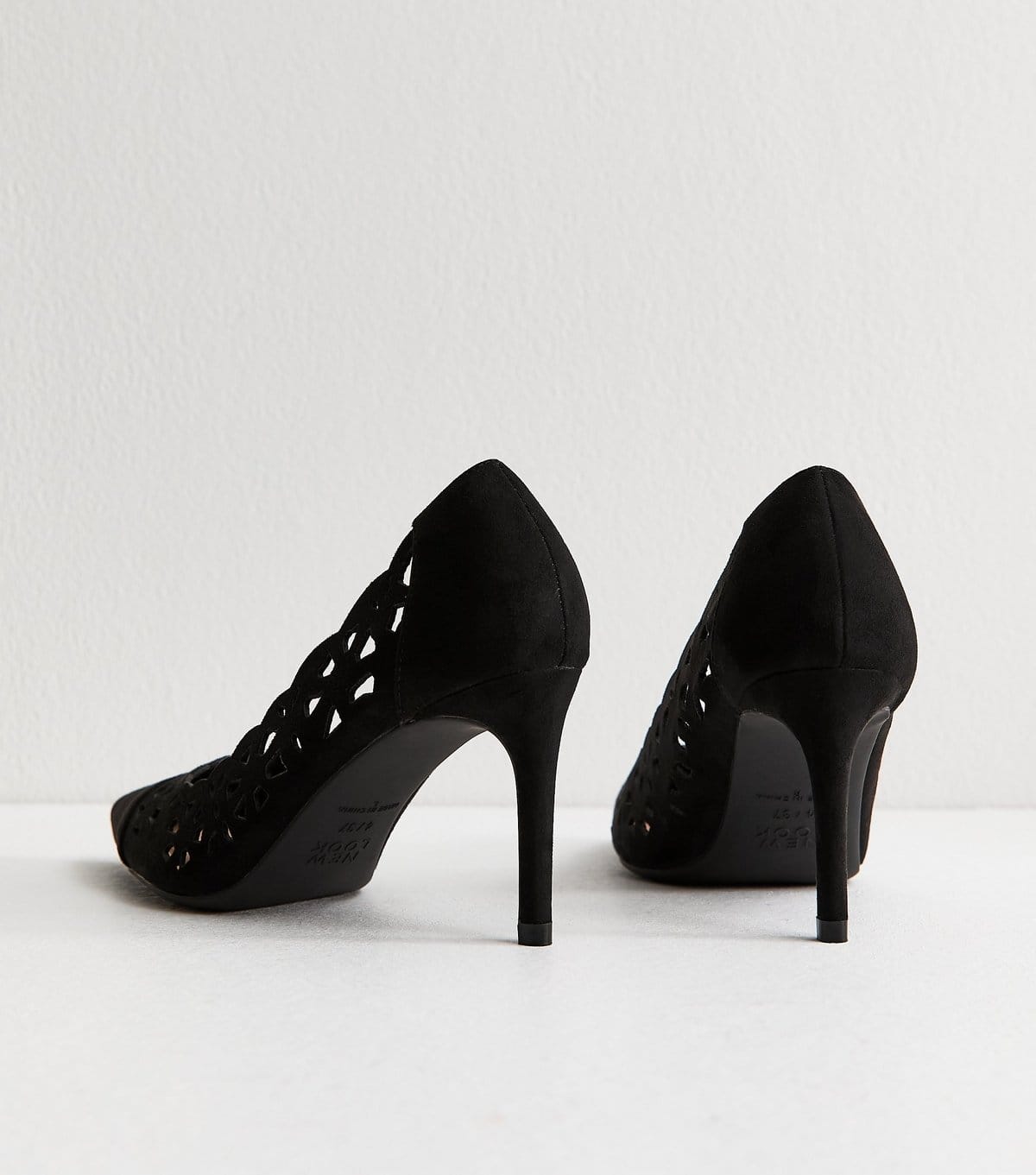 New Look Women's Black Laser Cut Stiletto Court Shoes Vegan New Look - 4