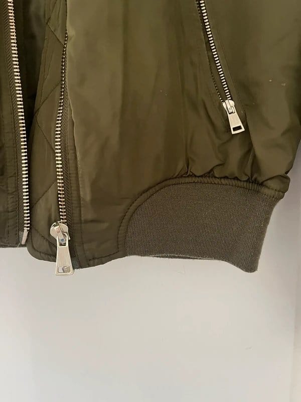 Topshop Khaki Quilted Bomber Jacket