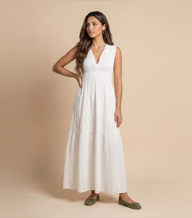 Urban Bliss Women's White Cotton Poplin Ruched Maxi Dress Urban Bliss New Look - 2