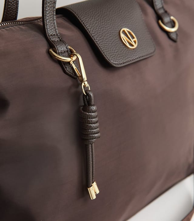New Look Dark Brown Fabric Zip Top Tote Bag New Look - 3