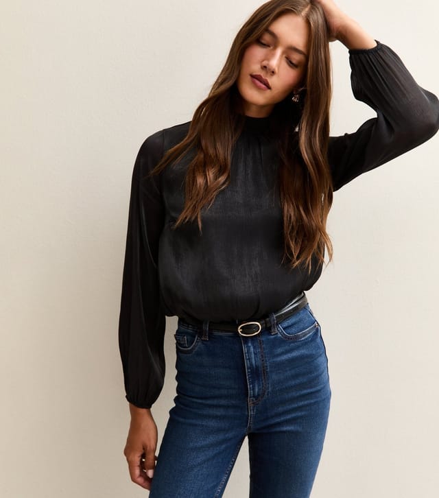 New Look Women's Black High Neck Bubble Hem Blouse New Look - 3