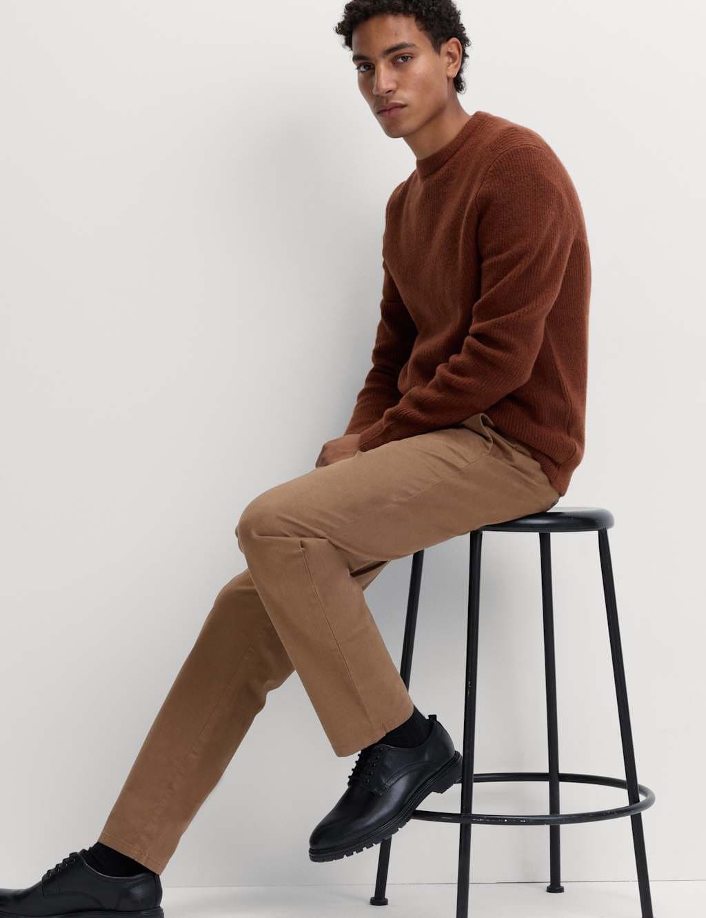 Marks & Spencer M&S Regular Fit Stretch Chinos Brown