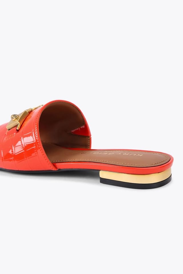 Kurt Geiger London Kurt Geiger London Women's 'Kingsley Flat Sandal' Croc Print Sandals in Orange - 3