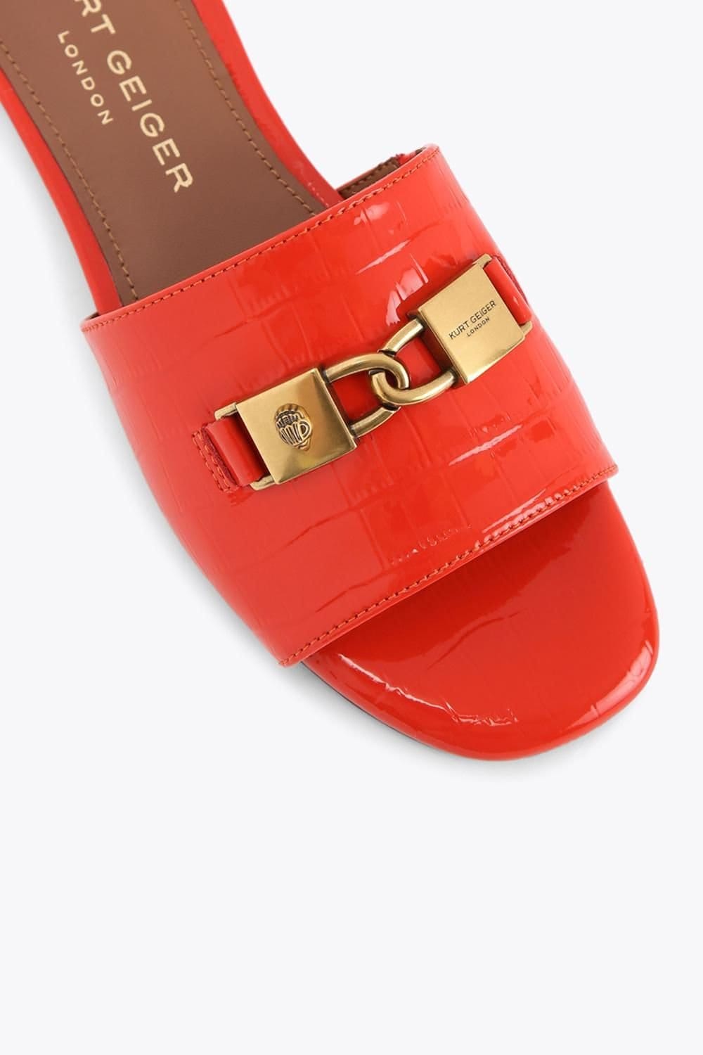 Kurt Geiger London Kurt Geiger London Women's 'Kingsley Flat Sandal' Croc Print Sandals in Orange - 4