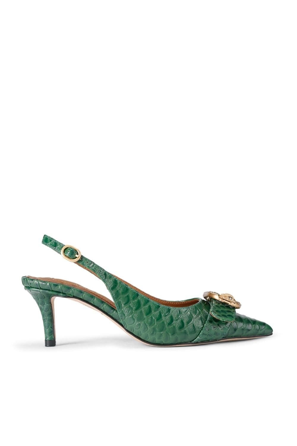 Kurt Geiger London Kurt Geiger London Women's 'Kgl Mayfair Sling Sm Egl' Snake Print Heels in Dark Green - 1