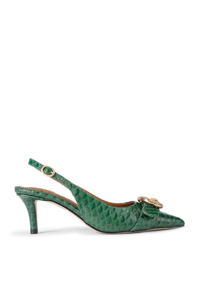 Kurt Geiger London Kurt Geiger London Women's 'Kgl Mayfair Sling Sm Egl' Snake Print Heels in Dark Green - 1