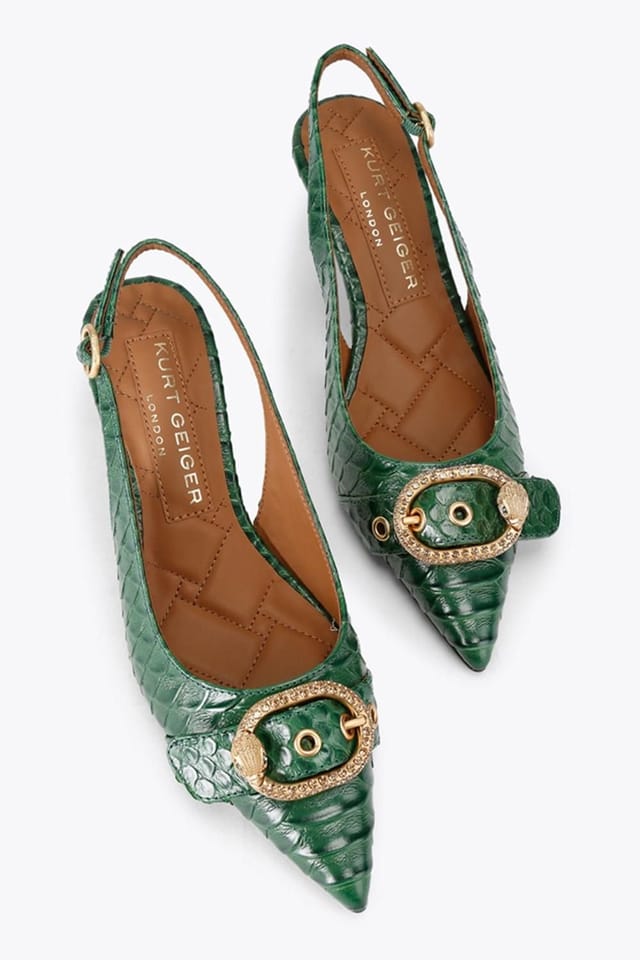 Kurt Geiger London Kurt Geiger London Women's 'Kgl Mayfair Sling Sm Egl' Snake Print Heels in Dark Green - 2