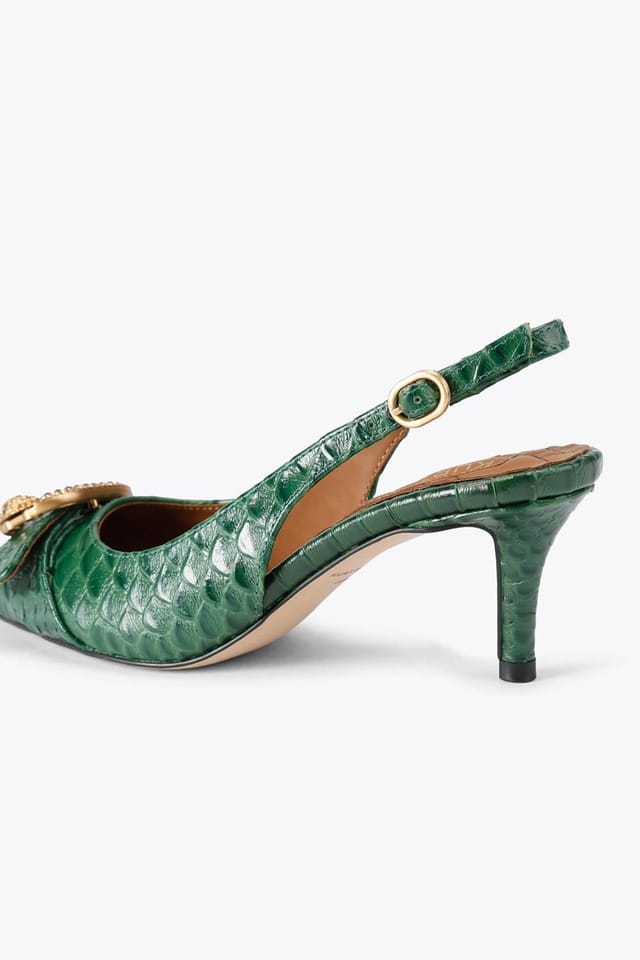 Kurt Geiger London Kurt Geiger London Women's 'Kgl Mayfair Sling Sm Egl' Snake Print Heels in Dark Green - 3