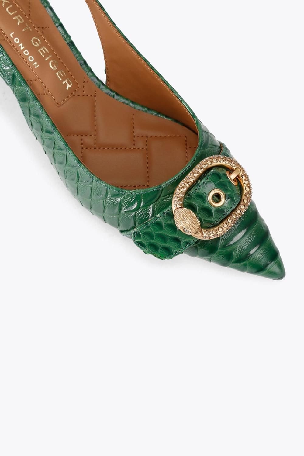 Kurt Geiger London Kurt Geiger London Women's 'Kgl Mayfair Sling Sm Egl' Snake Print Heels in Dark Green - 4