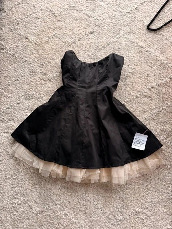 ASOS ASOS bell shaped strapless black mini dress with tulle hem detail - 1