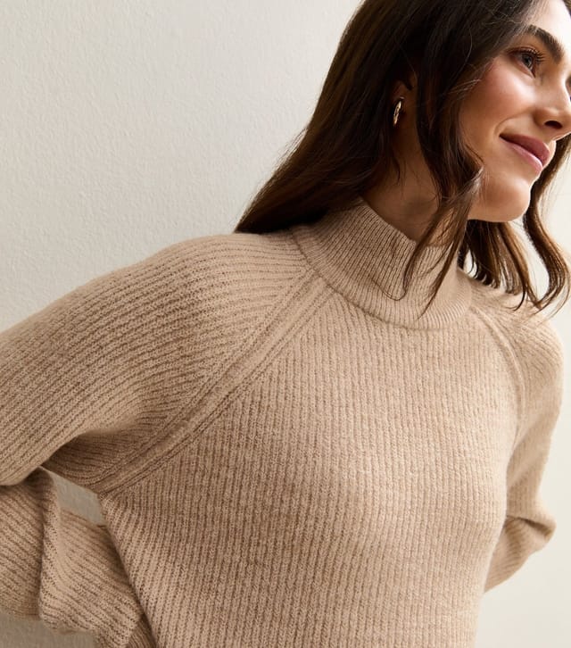 New Look Women's Cream Midweight Knit High Neck Mini Jumper Dress New Look - 3