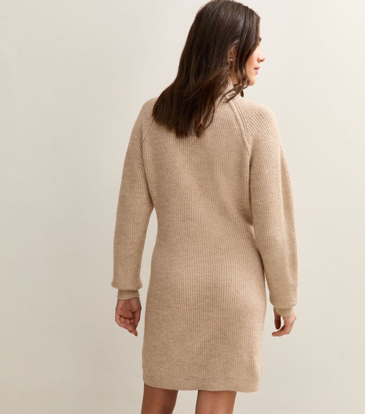 New Look Women's Cream Midweight Knit High Neck Mini Jumper Dress New Look - 4