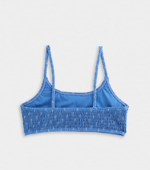 New Look Girls' Blue Shirred Plaited Strap Crop Bikini Top and Bottoms Set New Look - 2