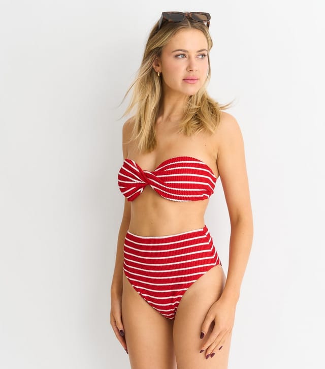 Gini London Women's Red Striped Bikini Bottoms Gini London New Look - 3