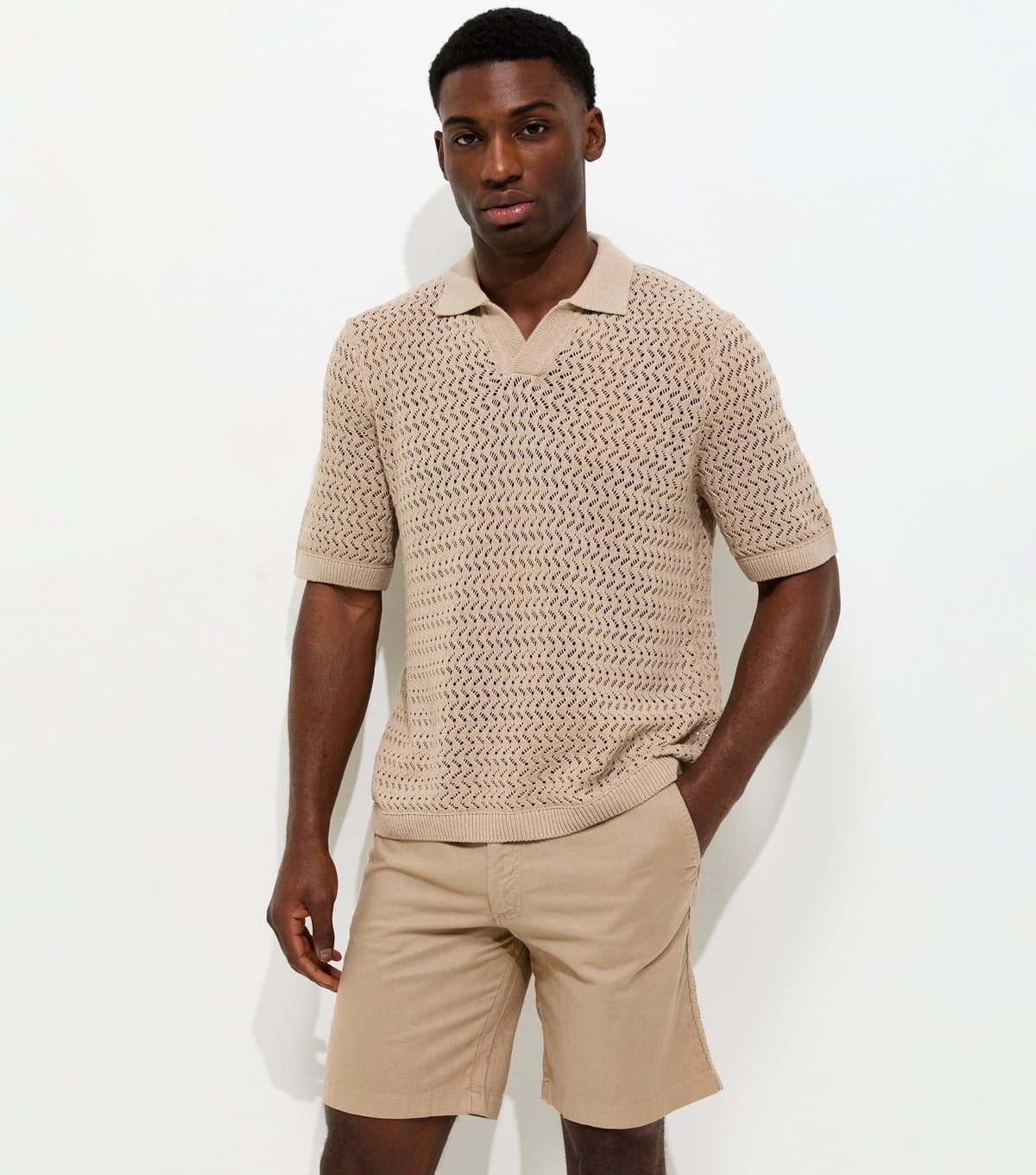 jack & jones Men's Regular Light Brown Cotton Rich Drawstring Shorts Jack & Jones New Look