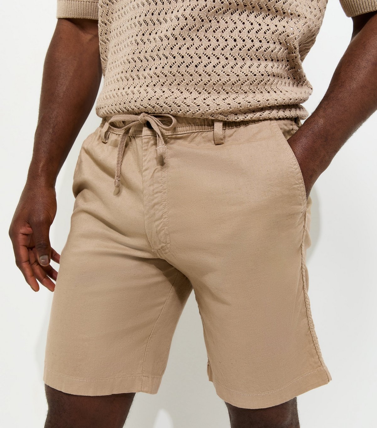 jack & jones Men's Regular Light Brown Cotton Rich Drawstring Shorts Jack & Jones New Look - 2