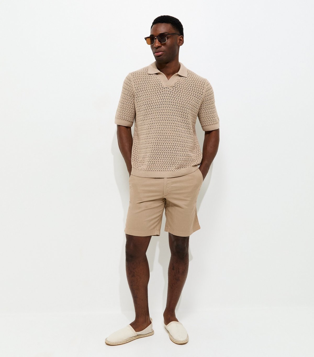 jack & jones Men's Regular Light Brown Cotton Rich Drawstring Shorts Jack & Jones New Look - 3