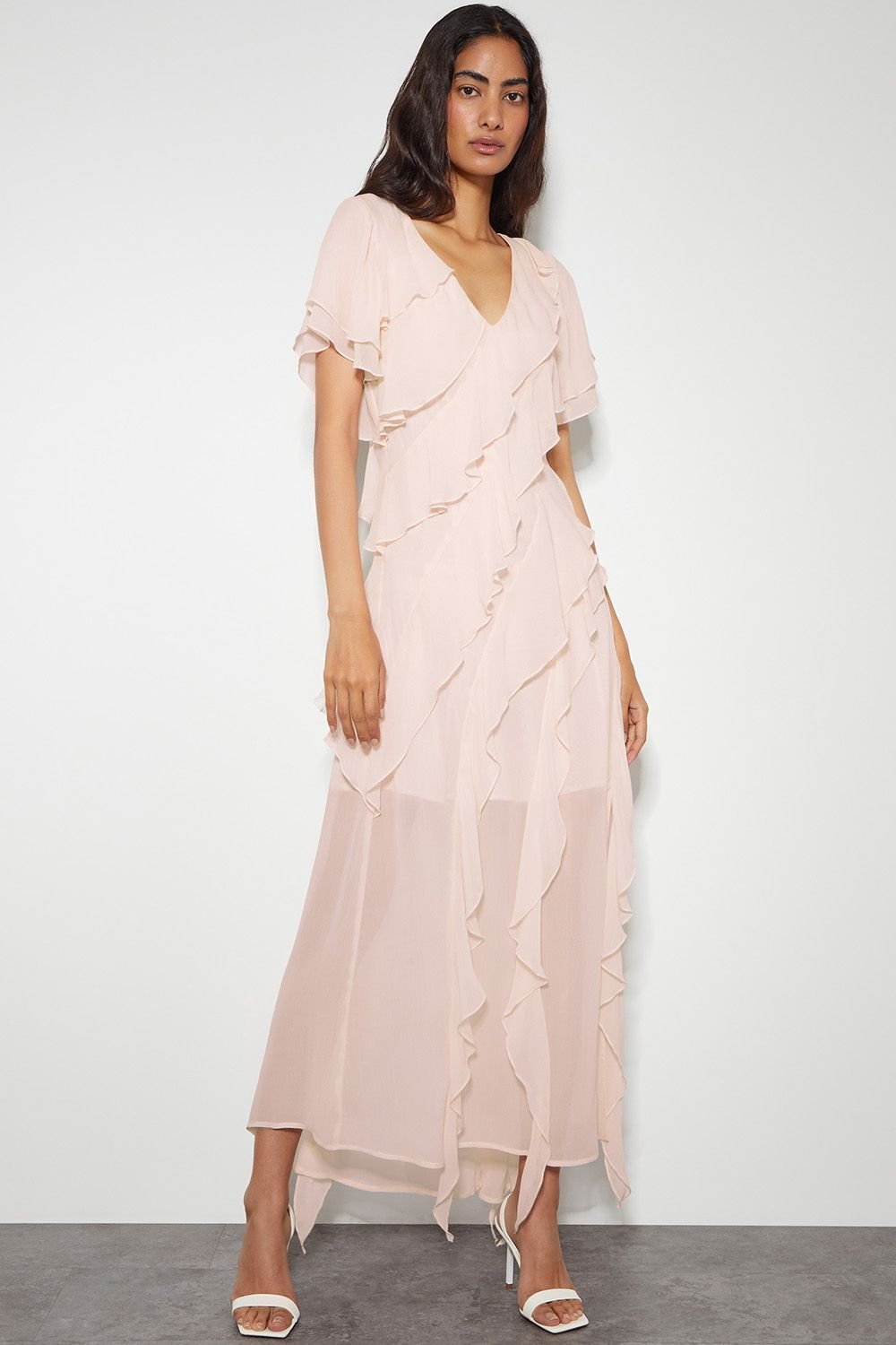 Monsoon Monsoon Women's Renata Ruffle Maxi Dress Blue in Pink - 2