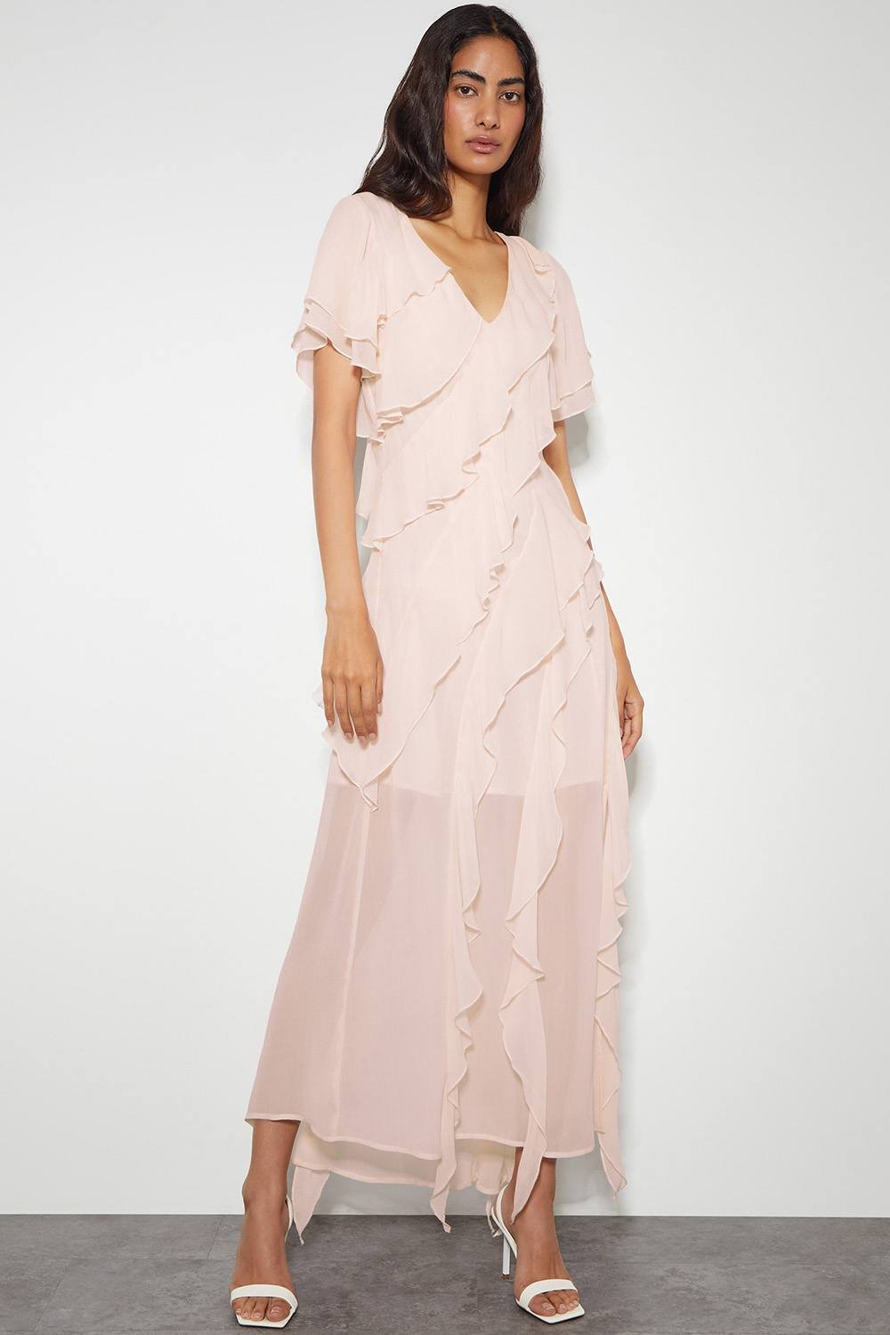 Monsoon Monsoon Women's Renata Ruffle Maxi Dress Blue in Pink - 3