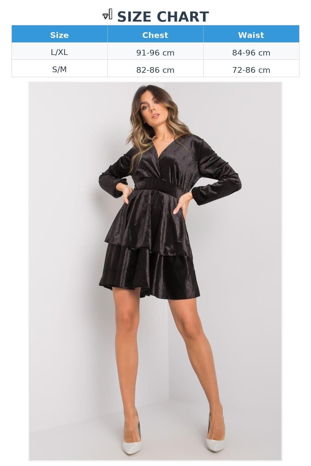 Love Lace Love Lace Women's Long Sleeve Velour Dress with Back Tie in Black - 4