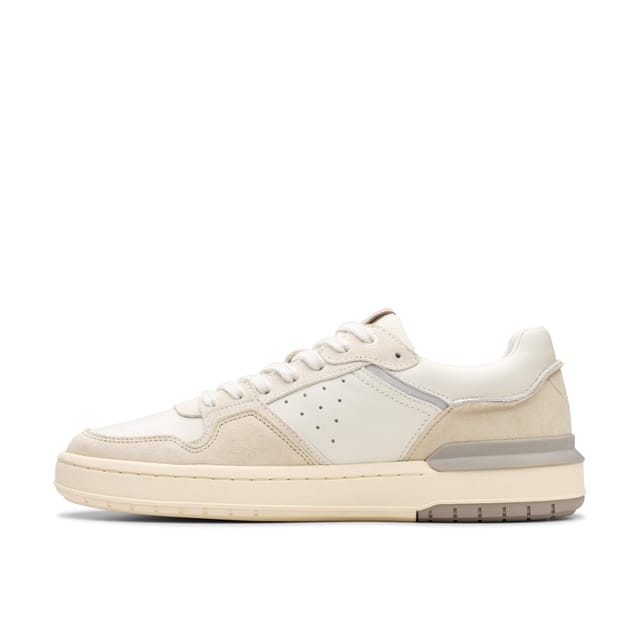 Clarks Clarks Men's Courtlite 2 Lo Off-White Suede Trainers, Lace Up in White - 2