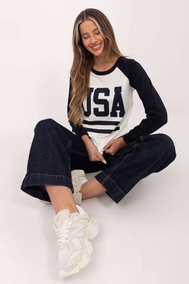 Love Lace Love Lace Women's Casual Slogan Sweatshirt Round Neck in Blue - 2