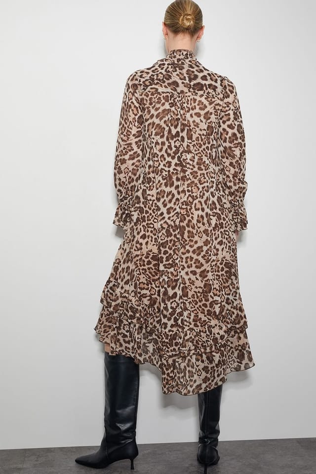 Monsoon Monsoon Women's Allegra Pussybow Leopard Print Midi Dress Brown - 3