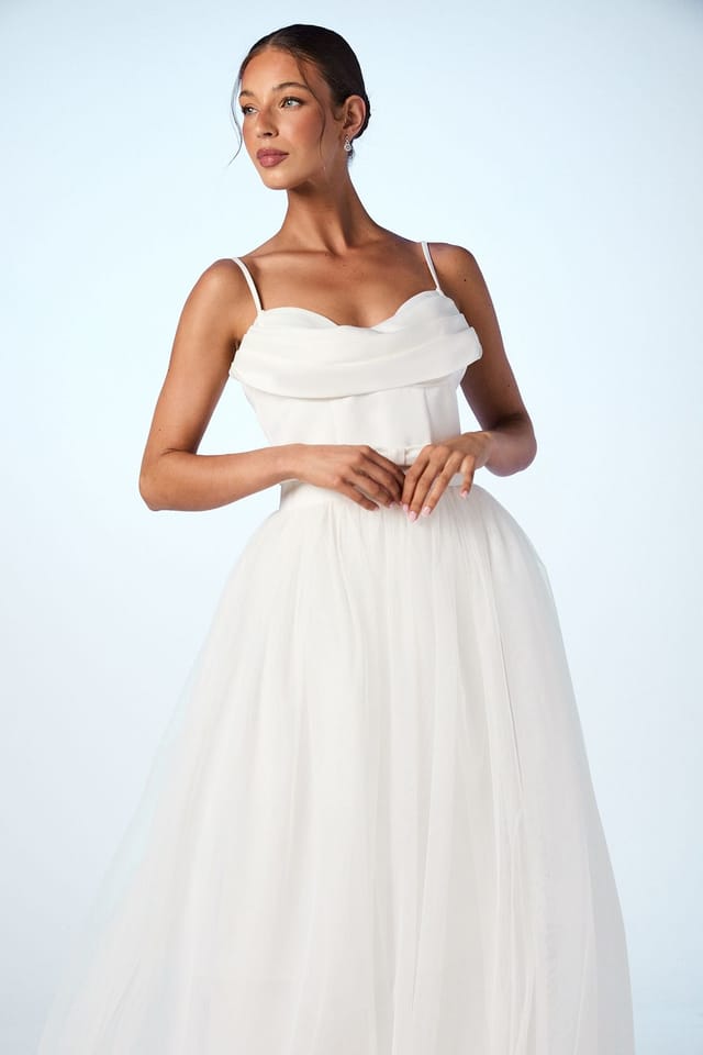 Coast Coast Women's Cowl Neck Corset Satin Wedding Dress in Ivory - 2