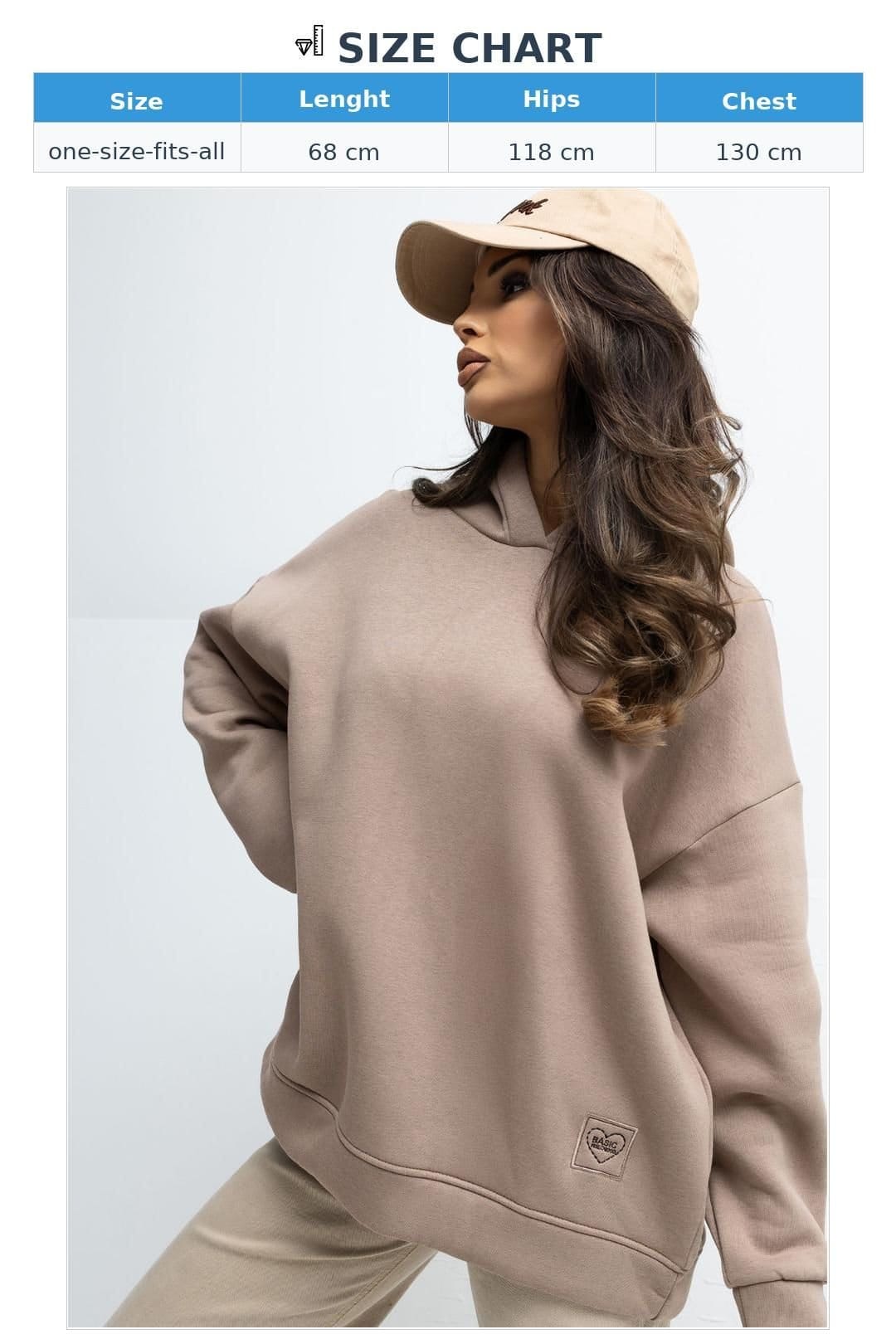 Love Lace Love Lace Women's Loose Hooded Cotton Elastane Sweatshirt in Beige - 4