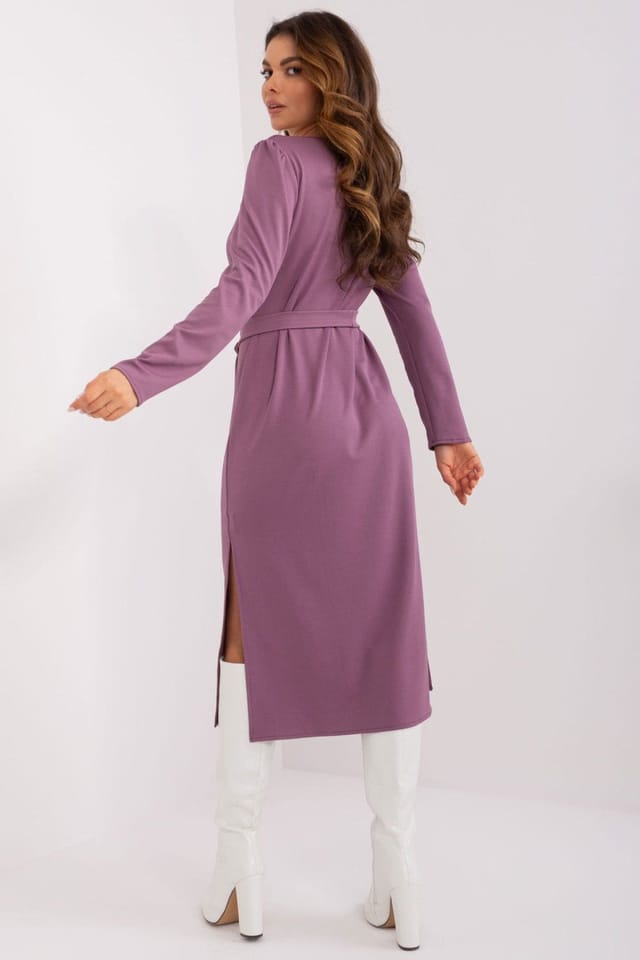 Love Lace Love Lace Women's Ribbed Midi Daydress with Tie Belt in Violet - 3