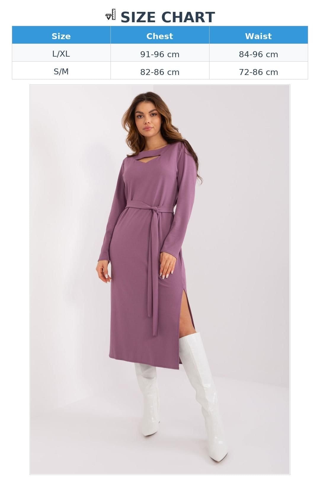 Love Lace Love Lace Women's Ribbed Midi Daydress with Tie Belt in Violet - 4