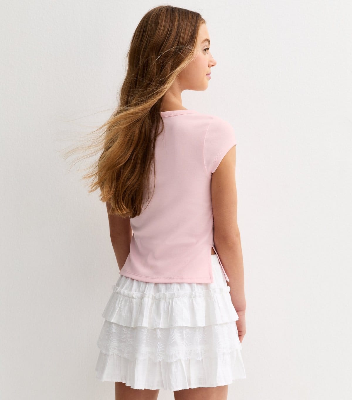 New Look Girls' Light Pink Split Side Ruched Cap Sleeve Top New Look - 4
