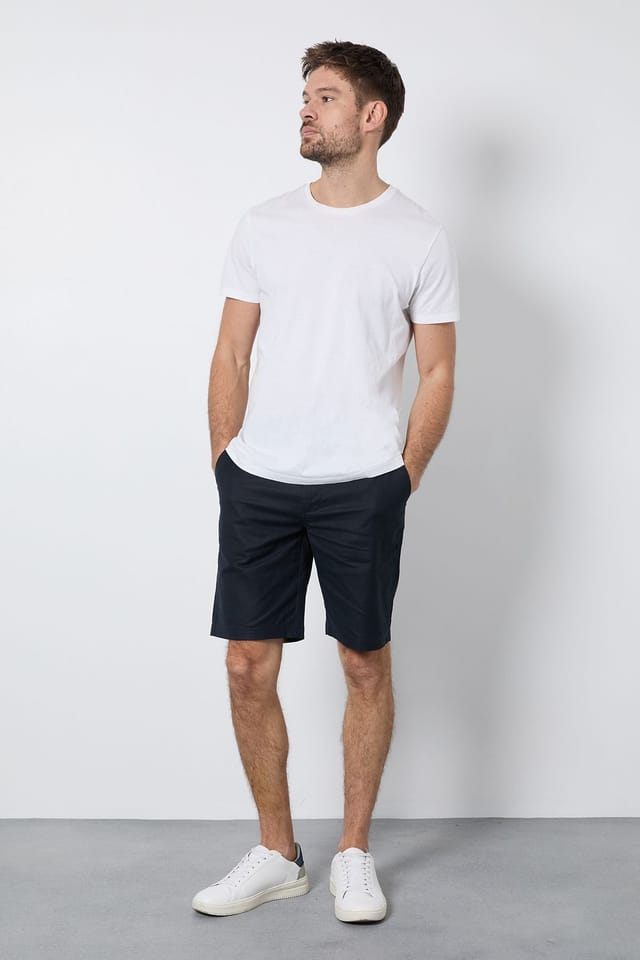 Burton Burton Men's Navy Cotton Linen Shorts - 2