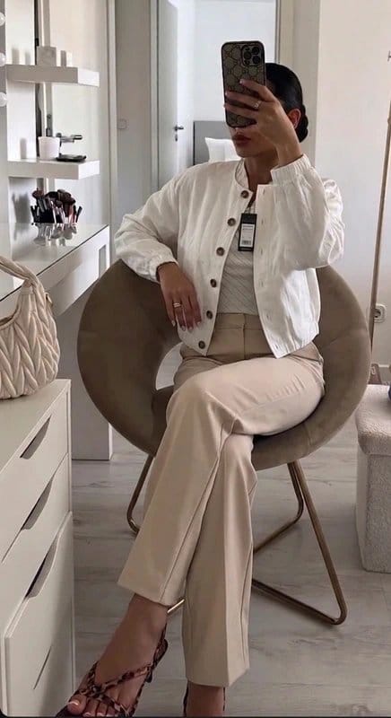 New Look New Look White Linen Blend Button Front Jacket – Size 10 - 1