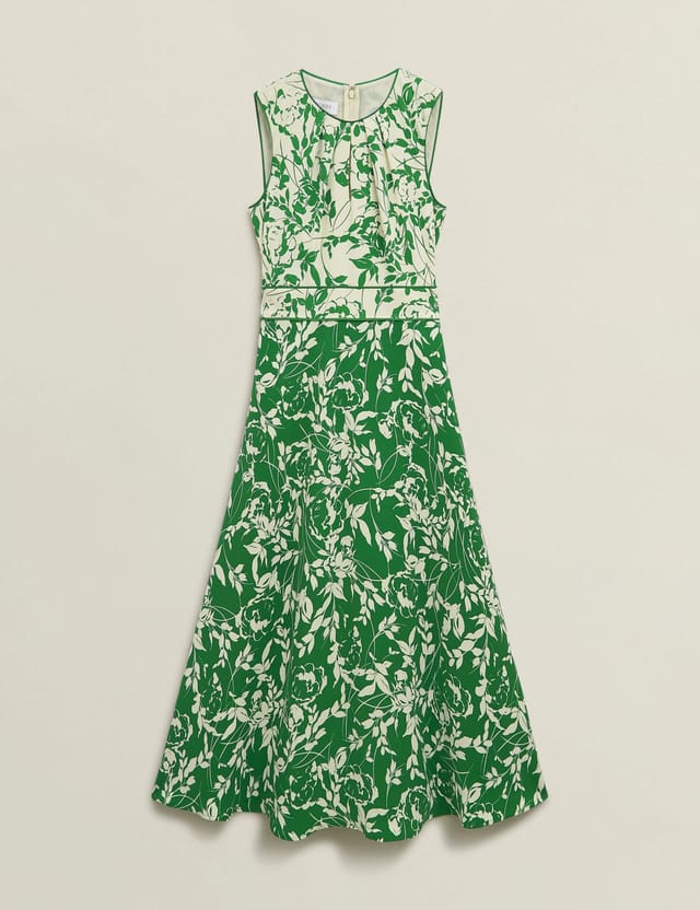 Hobbs London Hobbs London Women's Maddie Sleeveless Tie Waist Midi Dress in Green - 2