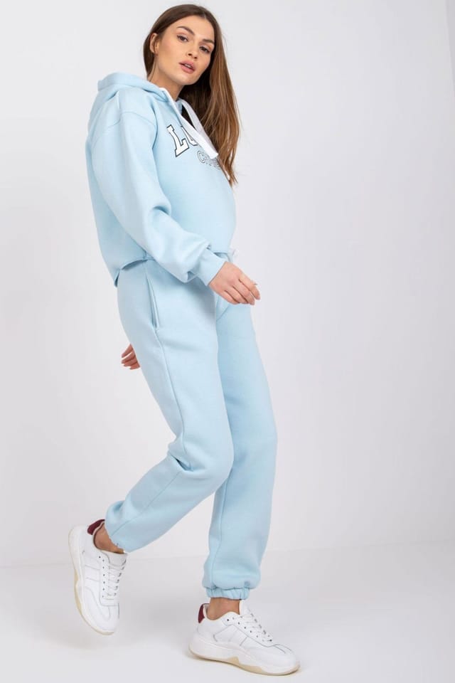 Love Lace Love Lace Women's Cotton Urban Tracksuit Set Hoodie & Pants in Blue - 2