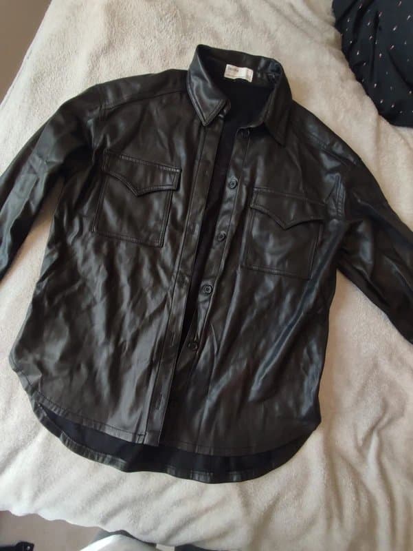 Bershka Bershka Black Leather Shirt Jacket XS