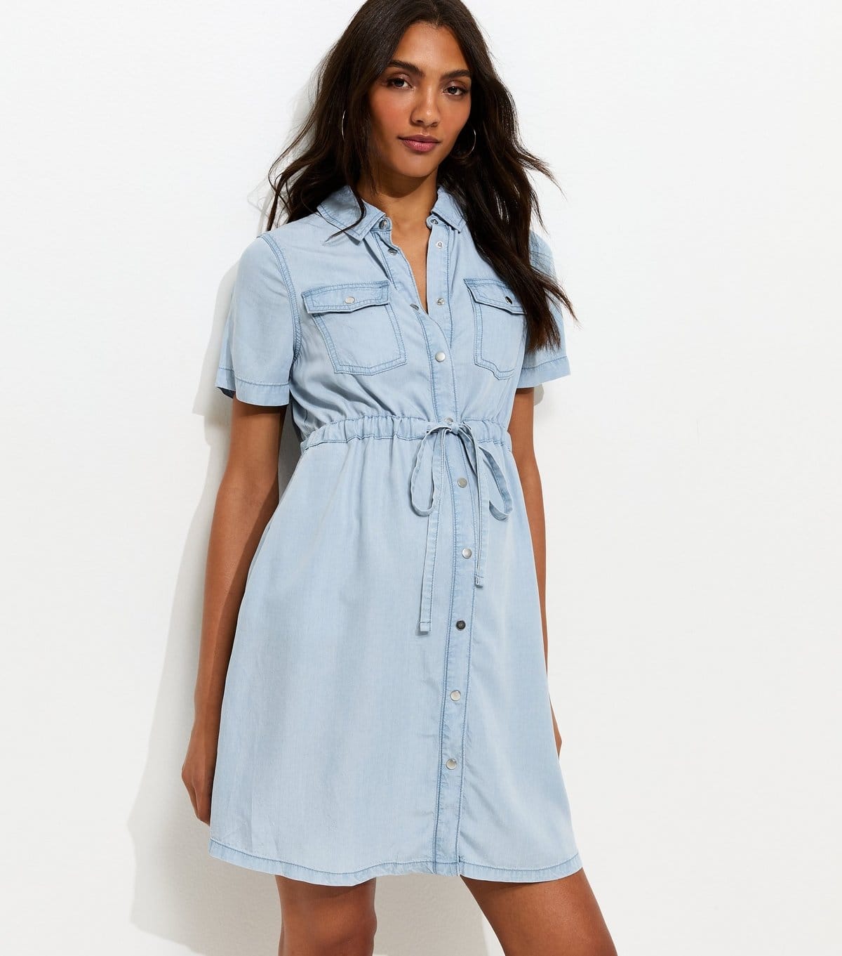 New Look Maternity Light Blue Chambray Shirt Dress