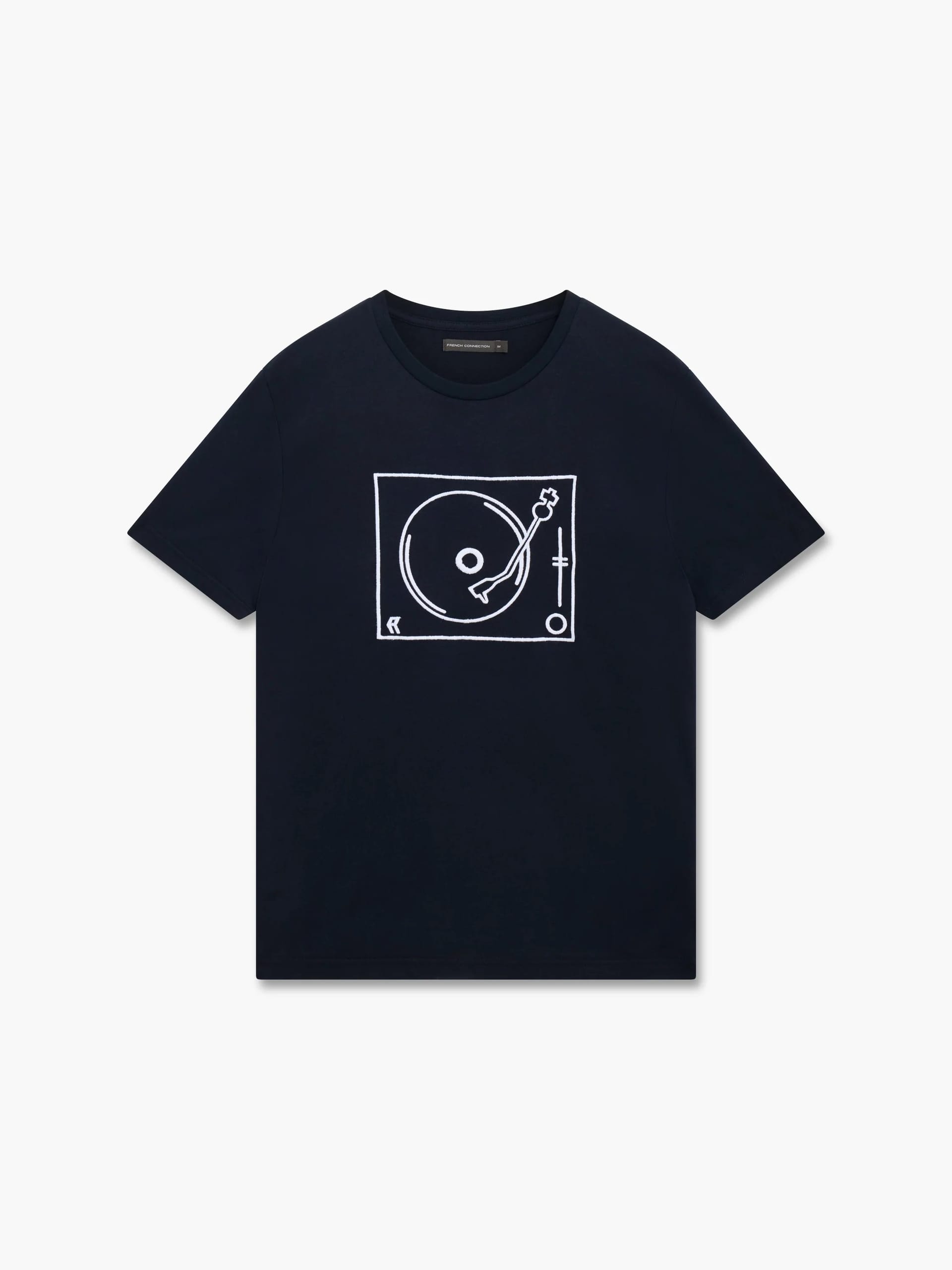 French Connection Navy Embroidered Turntable T-Shirt